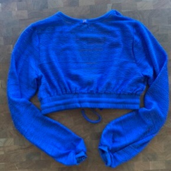 Yitty Knit Slip Plunge Crop Top - Blue Blue M - Picture 2 of 2